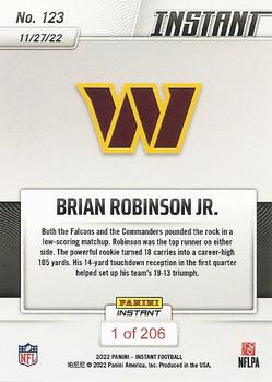 2022 Panini Instant NFL #123 Brian Robinson Jr. Back