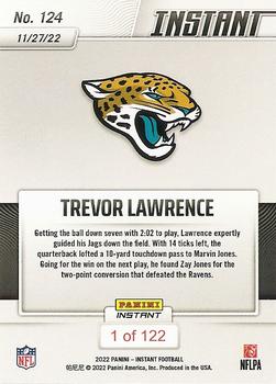 2022 Panini Instant NFL #124 Trevor Lawrence Back