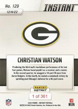 2022 Panini Instant NFL #129 Christian Watson Back