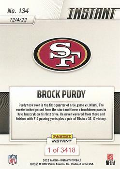 2022 Panini Instant NFL #134 Brock Purdy Back