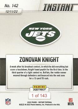 2022 Panini Instant NFL #142 Zonovan Knight Back