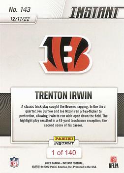 2022 Panini Instant NFL #143 Trenton Irwin Back
