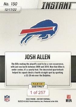 2022 Panini Instant NFL #150 Josh Allen Back