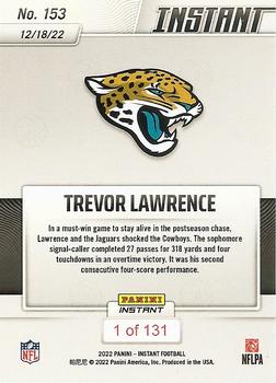 2022 Panini Instant NFL #153 Trevor Lawrence Back
