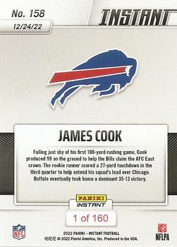 2022 Panini Instant NFL #158 James Cook Back