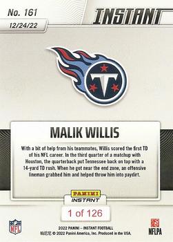 2022 Panini Instant NFL #161 Malik Willis Back