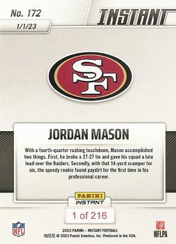 2022 Panini Instant NFL #172 Jordan Mason Back