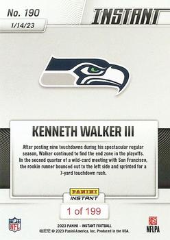 2022 Panini Instant NFL #190 Kenneth Walker III Back