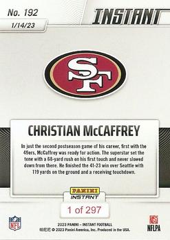 2022 Panini Instant NFL #192 Christian McCaffrey Back