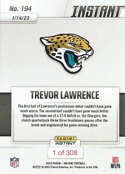 2022 Panini Instant NFL #194 Trevor Lawrence Back
