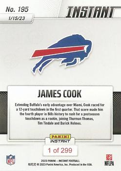 2022 Panini Instant NFL #195 James Cook Back