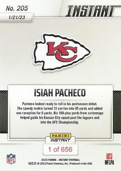 2022 Panini Instant NFL #205 Isiah Pacheco Back