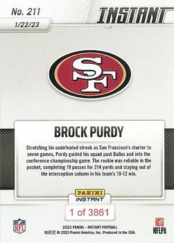 2022 Panini Instant NFL #211 Brock Purdy Back