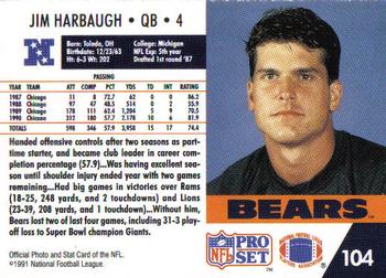 1991 Pro Set #104 Jim Harbaugh Back