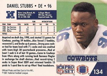 1991 Pro Set #134 Daniel Stubbs Back