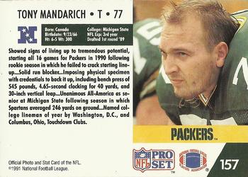 1991 Pro Set #157 Tony Mandarich Back