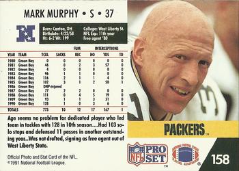 1991 Pro Set #158 Mark Murphy Back