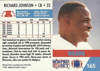 1991 Pro Set #165 Richard Johnson Back