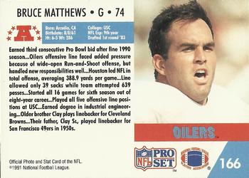 1991 Pro Set #166 Bruce Matthews Back