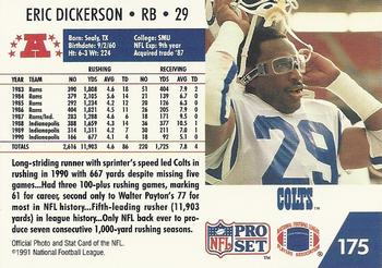 1991 Pro Set #175 Eric Dickerson Back