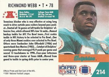 1991 Pro Set #214 Richmond Webb Back