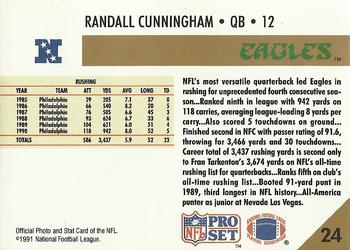 1991 Pro Set #24 Randall Cunningham Back