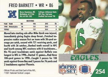 1991 Pro Set #254 Fred Barnett Back