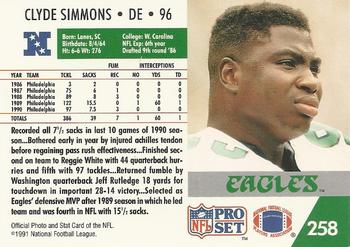 1991 Pro Set #258 Clyde Simmons Back