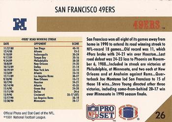 1991 Pro Set #26 San Francisco 49ers Back
