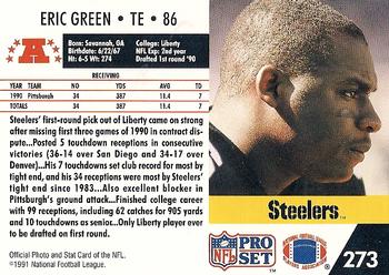 1991 Pro Set #273 Eric Green Back