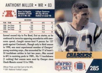 1991 Pro Set #285 Anthony Miller Back