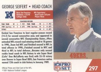 1991 Pro Set #297 George Seifert Back