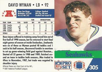 1991 Pro Set #305 David Wyman Back