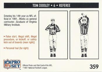 1991 Pro Set #359 Tom Dooley Back