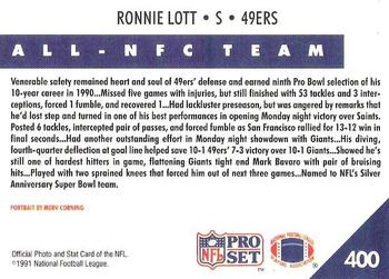 1991 Pro Set #400 Ronnie Lott Back