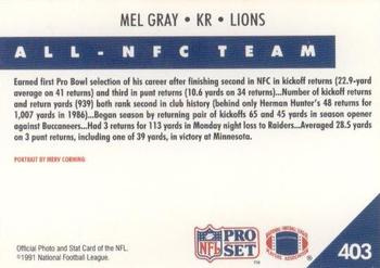 1991 Pro Set #403 Mel Gray Back