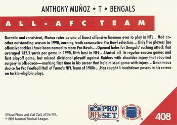 1991 Pro Set #408 Anthony Muñoz Back