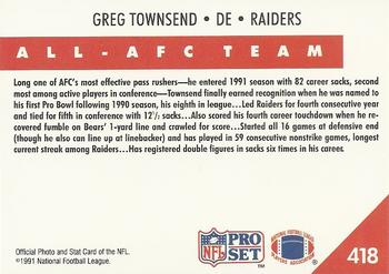 1991 Pro Set #418 Greg Townsend Back