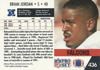 1991 Pro Set #436 Brian Jordan Back