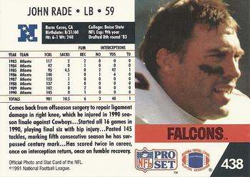 1991 Pro Set #438 John Rade Back
