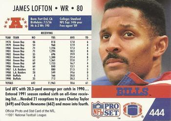 1991 Pro Set #444 James Lofton Back