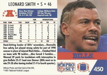 1991 Pro Set #450 Leonard Smith Back