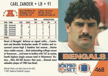 1991 Pro Set #468 Carl Zander Back