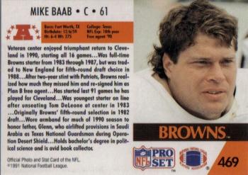 1991 Pro Set #469 Mike Baab Back