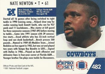 1991 Pro Set #482 Nate Newton Back