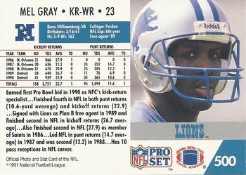 1991 Pro Set #500 Mel Gray Back
