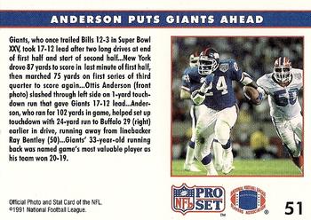 1991 Pro Set #51 Anderson Puts Giants Ahead Back