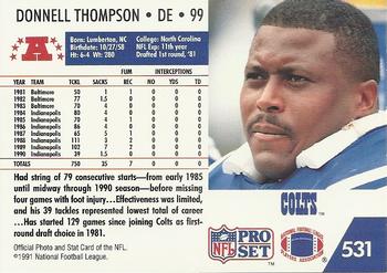1991 Pro Set #531 Donnell Thompson Back