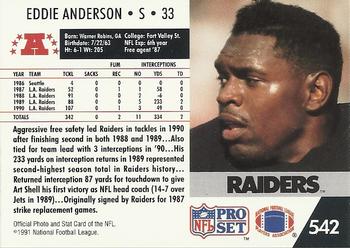 1991 Pro Set #542 Eddie Anderson Back