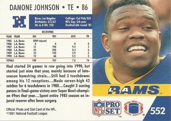1991 Pro Set #552 Damone Johnson Back